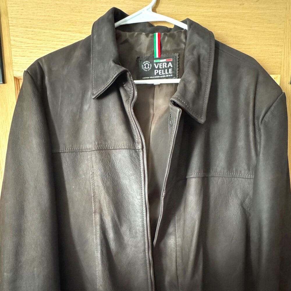 Vera Pelle Men's XL Italian-made dark brown leather jacket